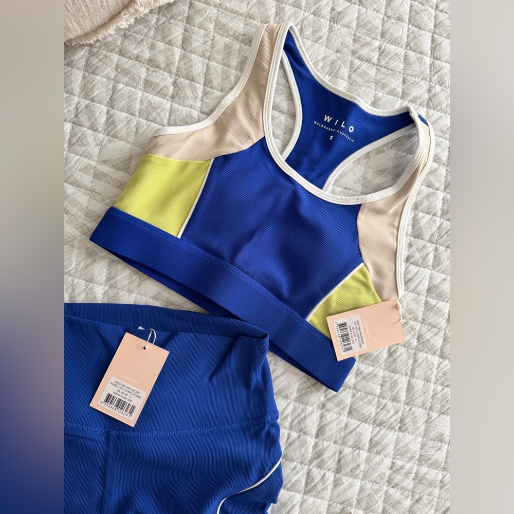 NWT Wilo the Label Racerback Sports Bra and Panel Legging Set in
Cobalt/Lime ๐๐ - Picture 4 of 5